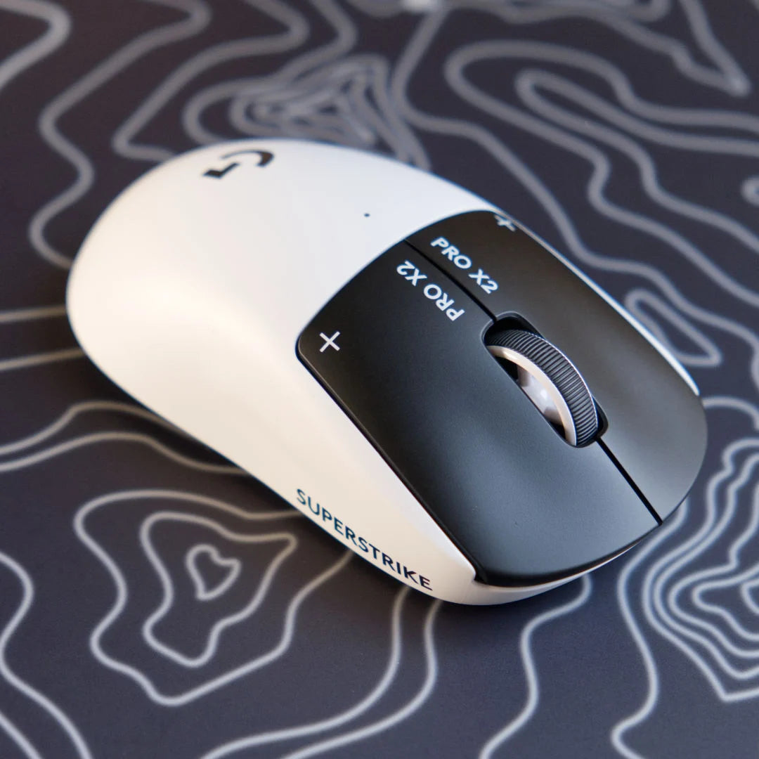 Mouse gaming wireless Logitech PRO X2 Superstrike, 44000 DPI, senzor Hero 2, Alb/Negru